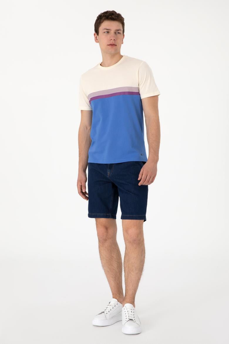 Erkek Eflatun Jean Şort - 50304320006