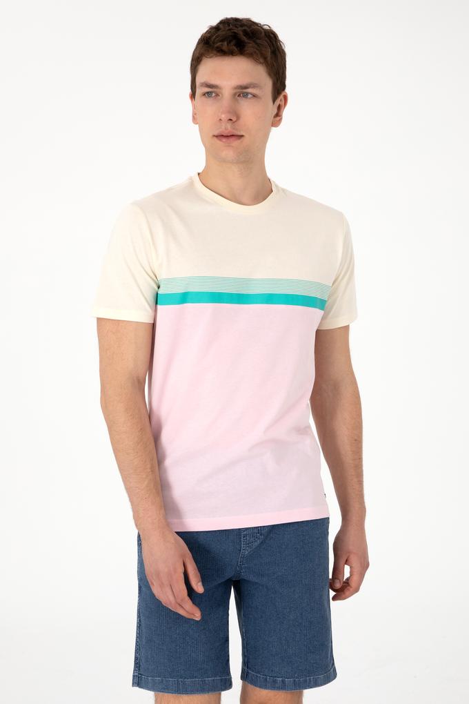 Erkek Regular Fit Bisiklet Yaka Açık Pembe Tişört