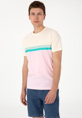 Erkek Regular Fit Bisiklet Yaka Açık Pembe Tişört - 50306899006