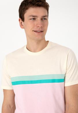 Erkek Regular Fit Bisiklet Yaka Açık Pembe Tişört - 50306899006