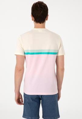 Erkek Regular Fit Bisiklet Yaka Açık Pembe Tişört - 50306899006