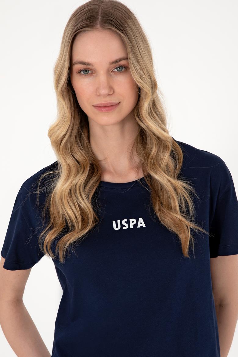 Kadın Lacivert Bisiklet Yaka Tişört - 50305824011