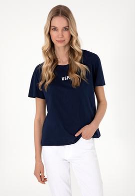 Kadın Lacivert Bisiklet Yaka Tişört - 50305824011