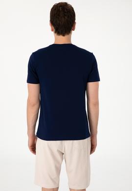 Erkek Regular Fit Bisiklet Yaka Lacivert Tişört - 50306897056