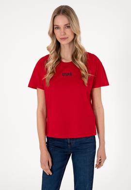 Kadın Kırmızı Bisiklet Yaka Tişört - 50305824025