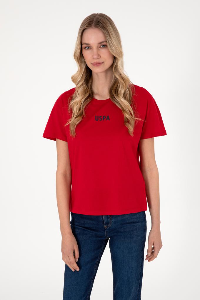 Kadın Kırmızı Bisiklet Yaka Tişört