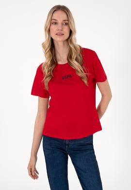 Kadın Kırmızı Bisiklet Yaka Tişört - 50305824025
