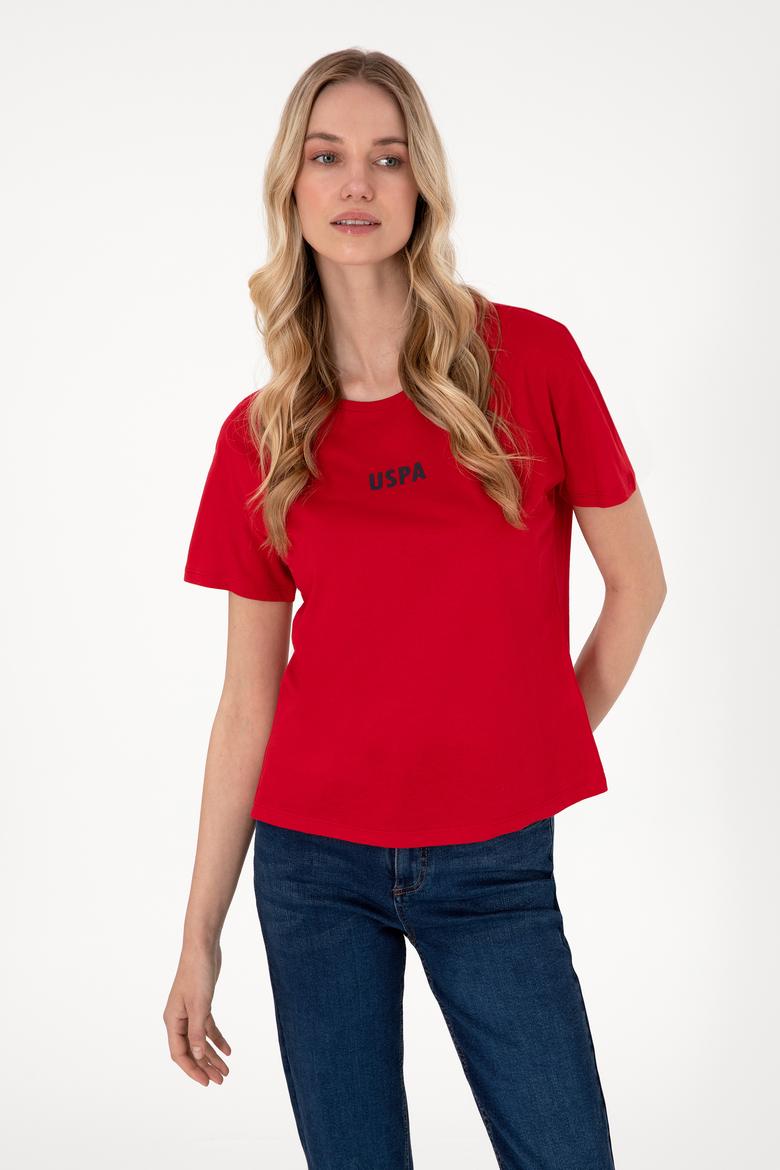 Kadın Kırmızı Bisiklet Yaka Tişört - 50305824025