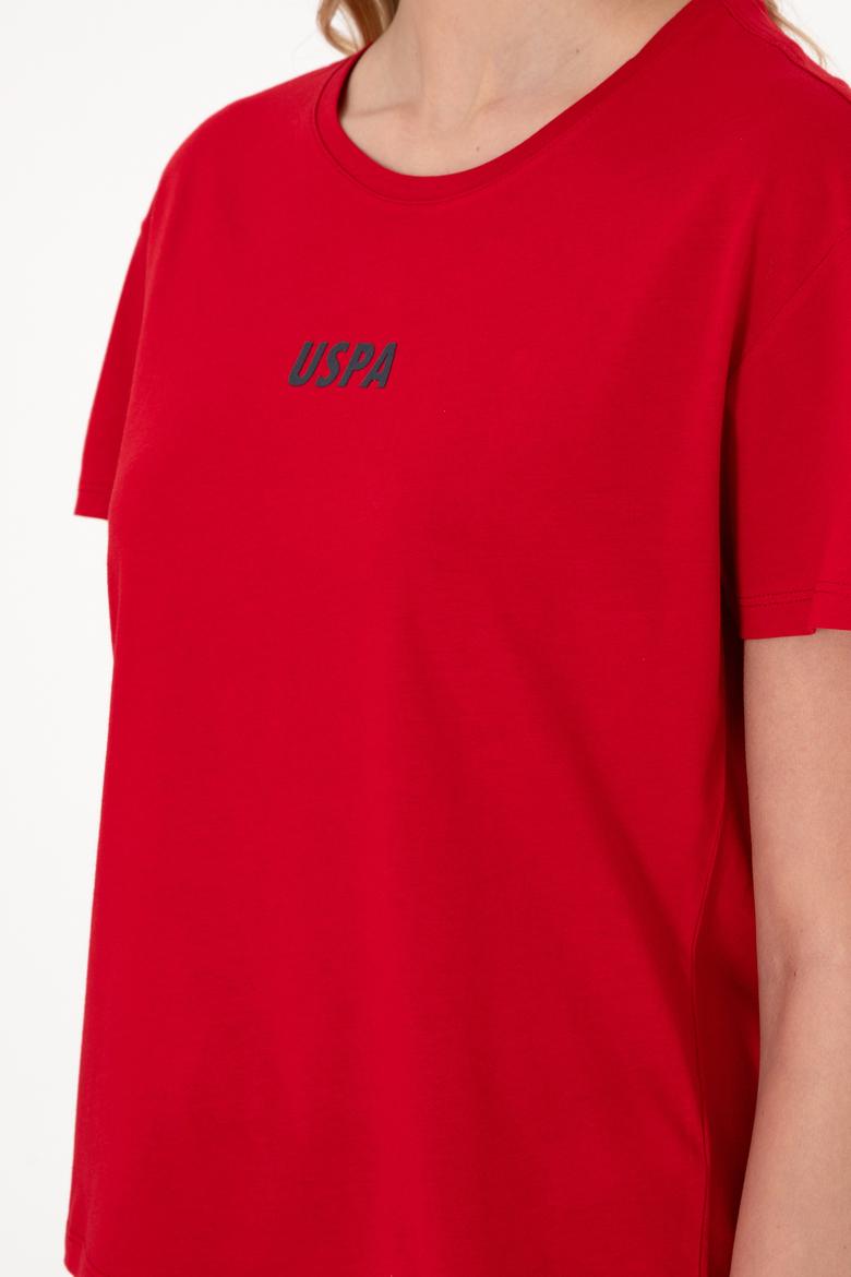 Kadın Kırmızı Bisiklet Yaka Tişört - 50305824025