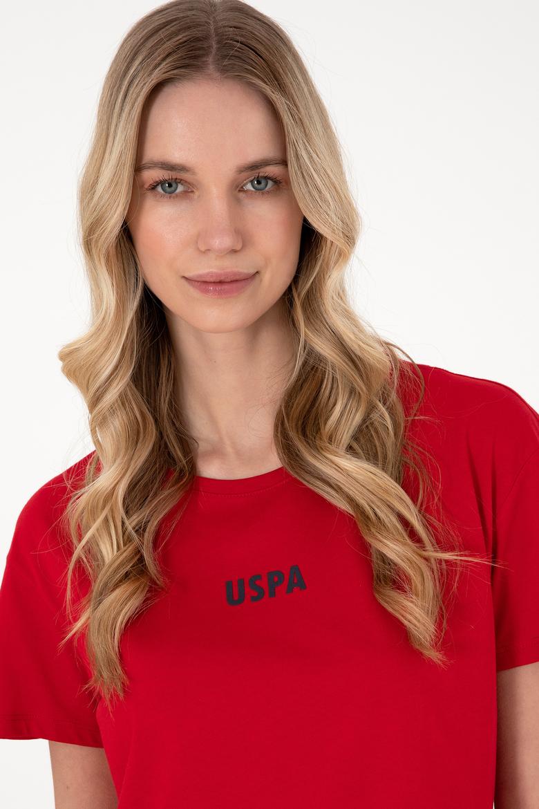 Kadın Kırmızı Bisiklet Yaka Tişört - 50305824025