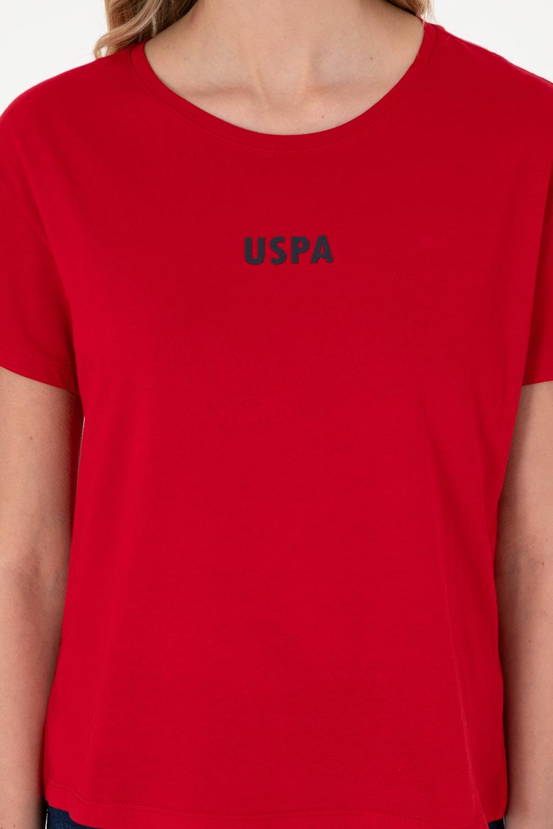 Kadın Kırmızı Bisiklet Yaka Tişört - 50305824025