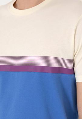 Erkek Regular Fit Bisiklet Yaka İndigo Tişört - 50306899020