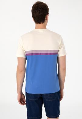 Erkek Regular Fit Bisiklet Yaka İndigo Tişört - 50306899020