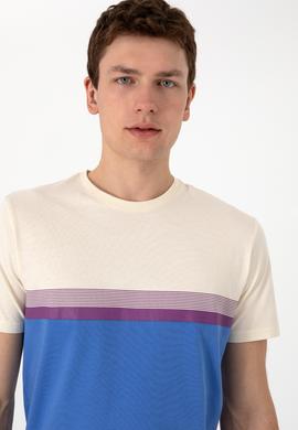 Erkek Regular Fit Bisiklet Yaka İndigo Tişört - 50306899020