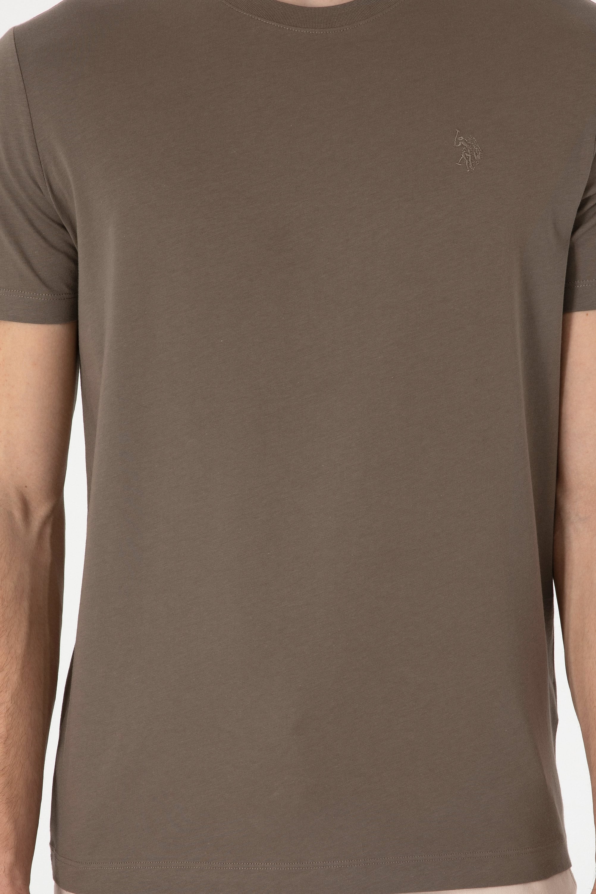 Erkek Regular Fit Bisiklet Yaka Haki Tişört - Image 6