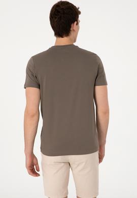 Erkek Regular Fit Bisiklet Yaka Haki Tişört - 50306913025