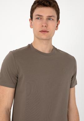 Erkek Regular Fit Bisiklet Yaka Haki Tişört - 50306913025