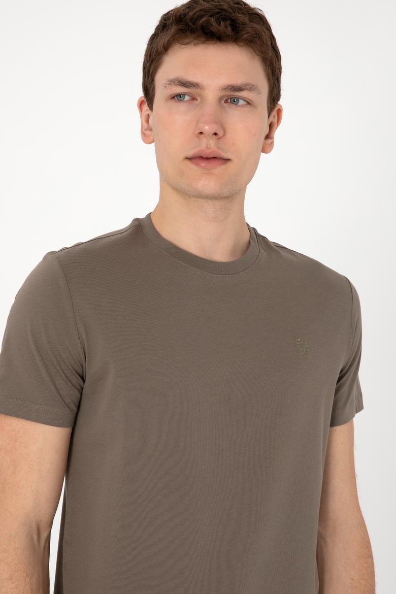 Erkek Regular Fit Bisiklet Yaka Haki Tişört - 50306913025