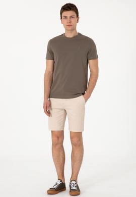 Erkek Regular Fit Bisiklet Yaka Haki Tişört - 50306913025