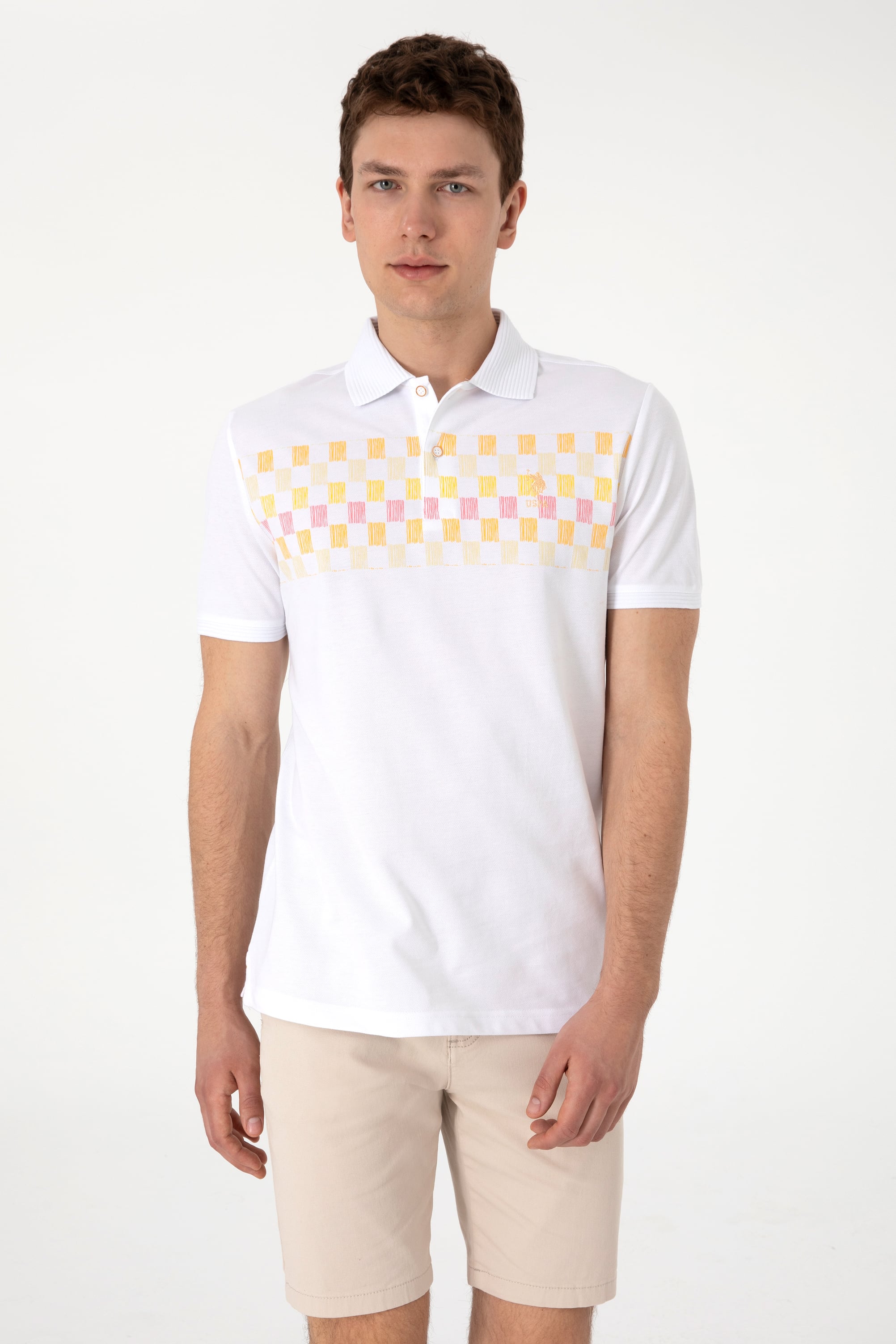 Erkek Regular Fit Polo Yaka Turuncu Tişört - Image 1