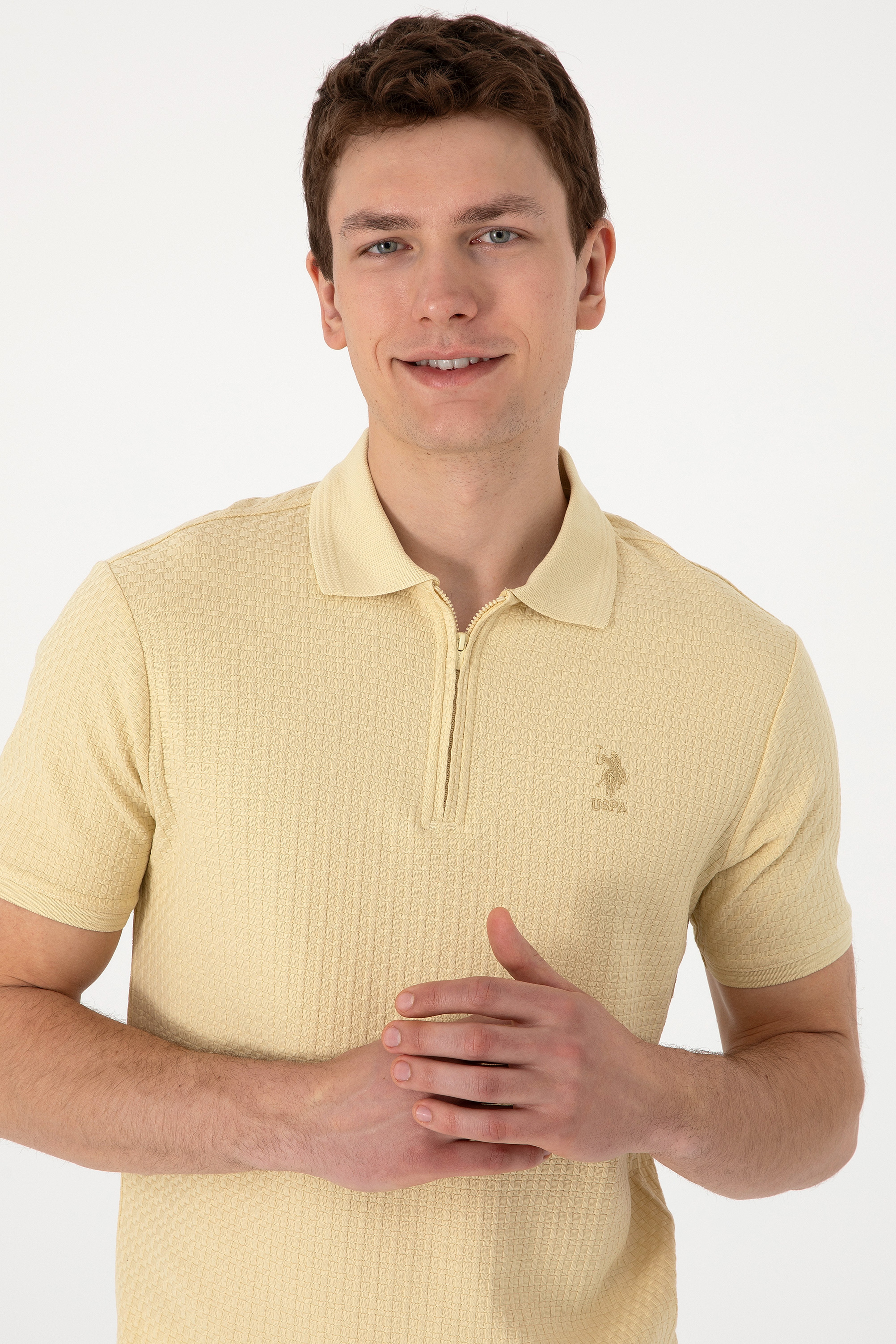 Erkek Regular Fit Polo Yaka Açık Haki Tişört - Image 2