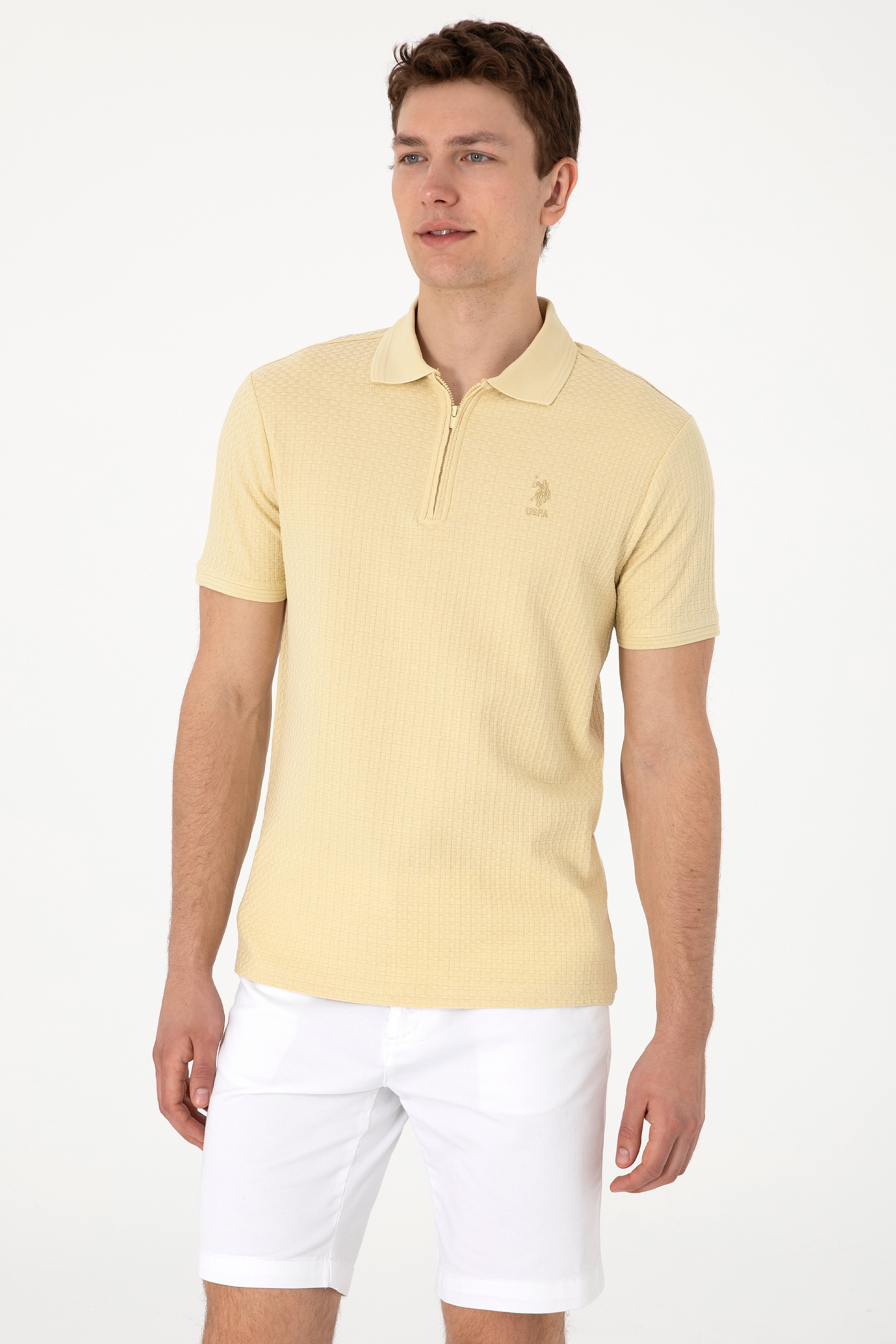 Erkek Regular Fit Polo Yaka Açık Haki Tişört