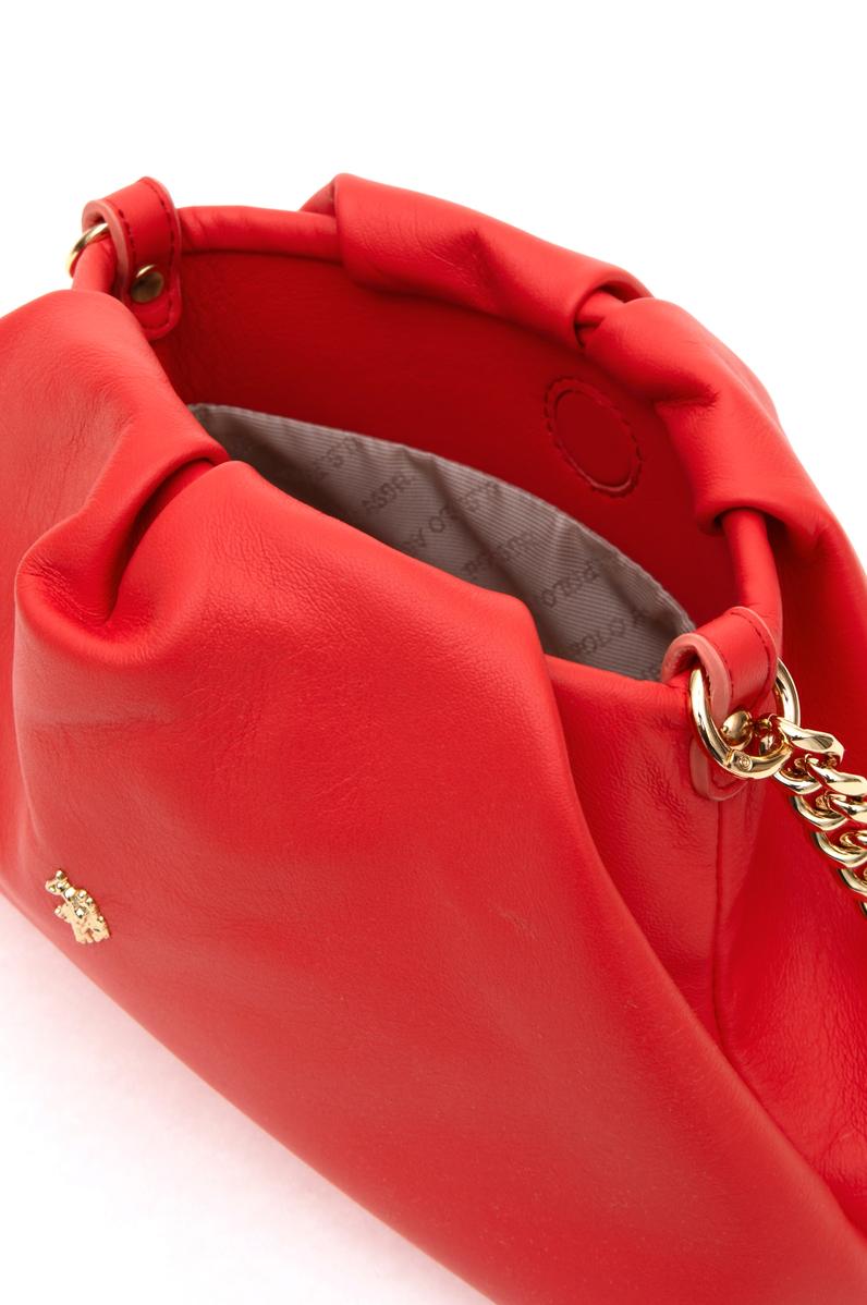 Kadın Nar Çiçeği Kuzu Derisi Kol Çantası