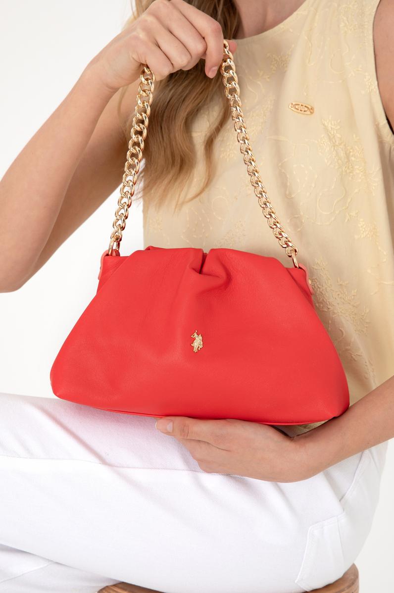 Kadın Nar Çiçeği Kuzu Derisi Kol Çantası