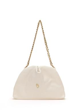 Kadın Beyaz Kuzu Derisi Kol Çantası - 50318231003