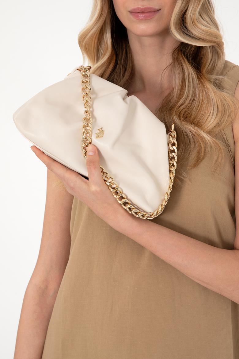 Kadın Beyaz Kuzu Derisi Kol Çantası - 50318231003