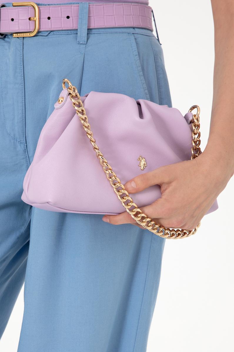 Kadın Lila Kuzu Derisi Kol Çantası