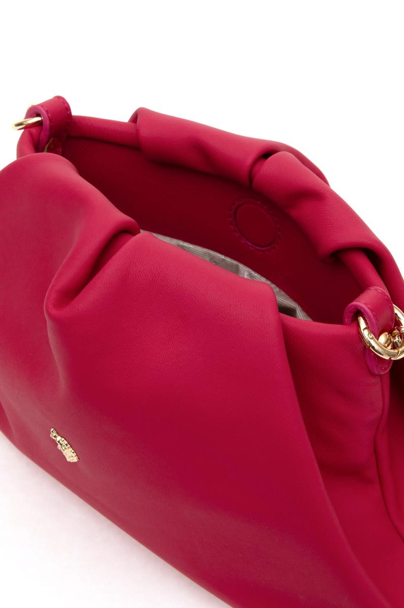 Kadın Fuşya Kuzu Derisi Kol Çantası