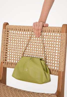 Kadın Fıstık Yeşili Kuzu Derisi Kol Çantası - 50318231009