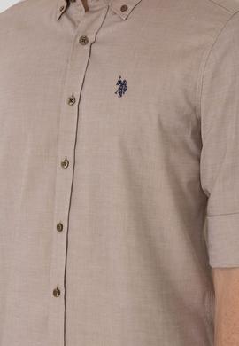 Erkek Haki Uzun Kollu Basic Gömlek - 50293920036