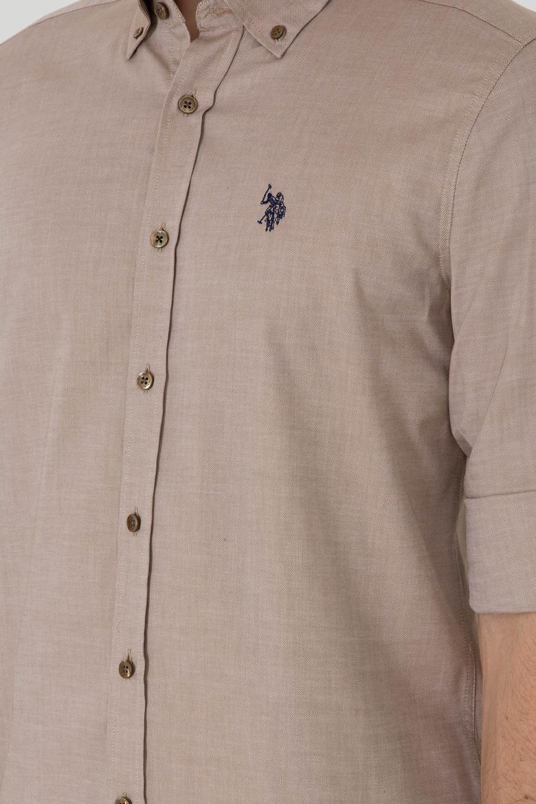 Erkek Haki Uzun Kollu Basic Gömlek - 50293920036