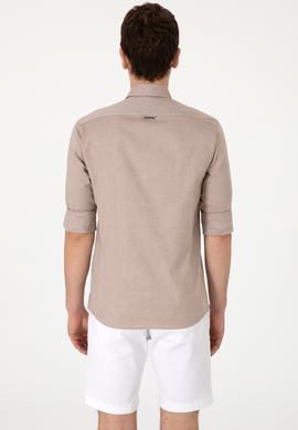 Erkek Haki Uzun Kollu Basic Gömlek - 50293920036