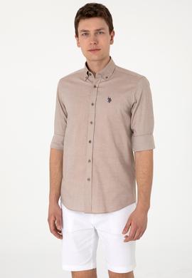 Erkek Haki Uzun Kollu Basic Gömlek - 50293920036