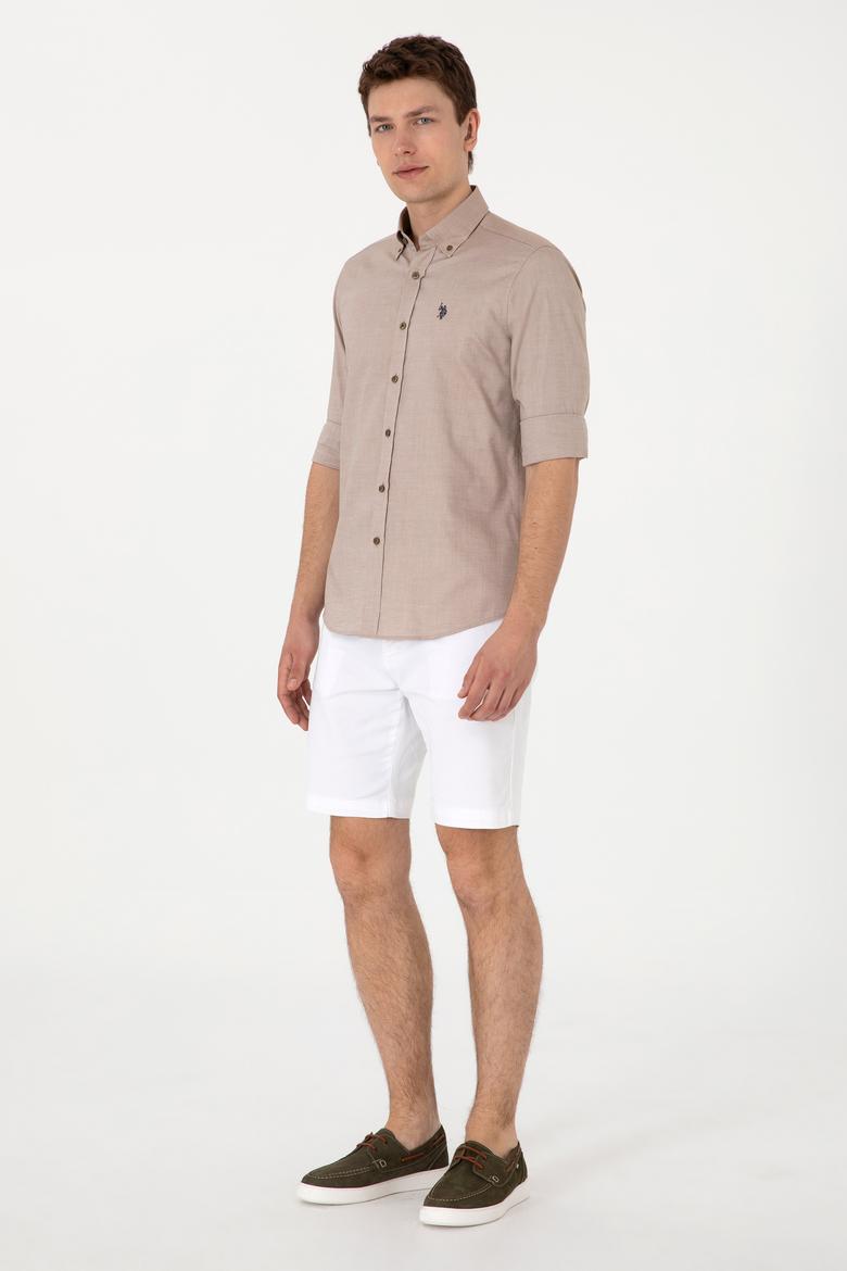 Erkek Haki Uzun Kollu Basic Gömlek - 50293920036