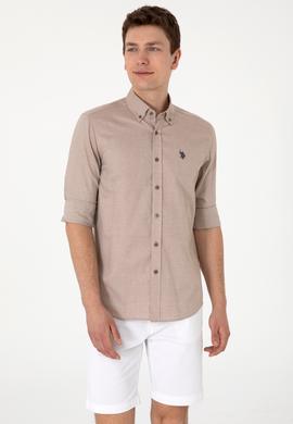 Erkek Haki Uzun Kollu Basic Gömlek - 50293920036