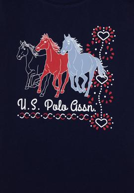 Kız Çocuk Siyah Bisiklet Yaka At Baskılı Pamuk Tişört - 50306200003