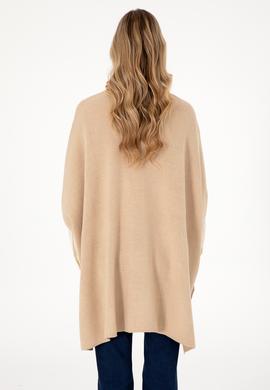 Kadın Kum Melanj Triko Panço - 50293029004