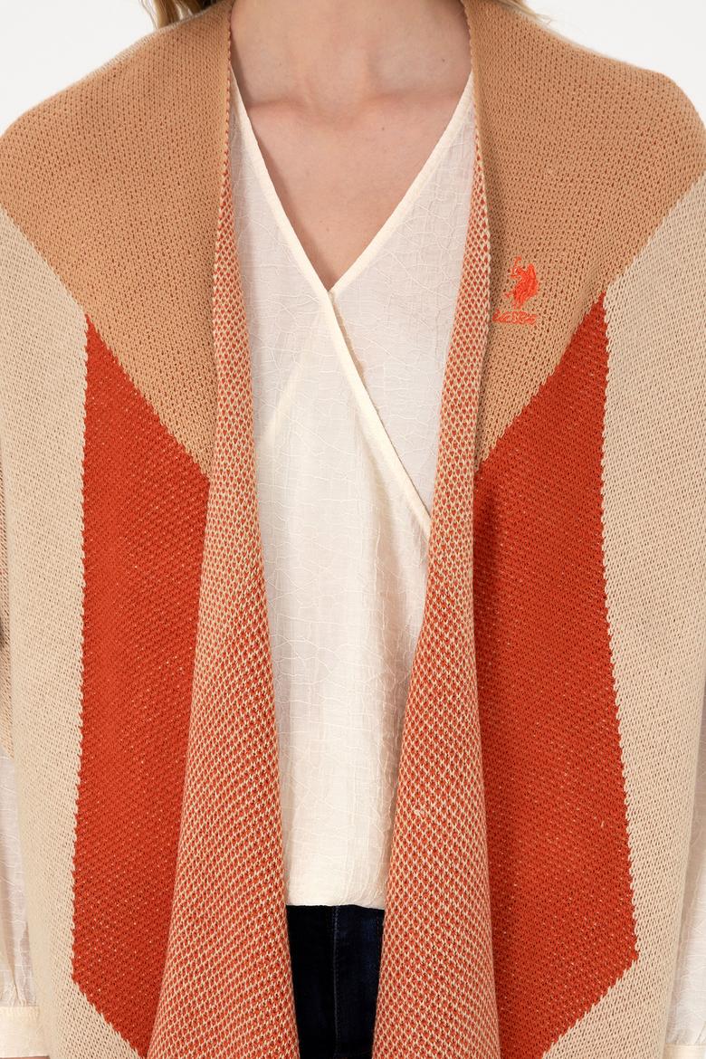 Kadın Kum Melanj Triko Panço - 50293029004