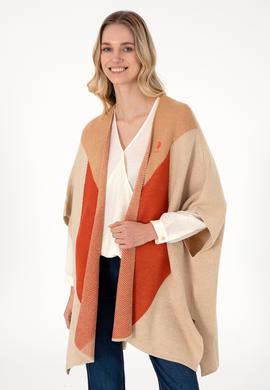 Kadın Kum Melanj Triko Panço - 50293029004