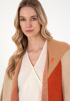 Kadın Kum Melanj Triko Panço - 50293029004