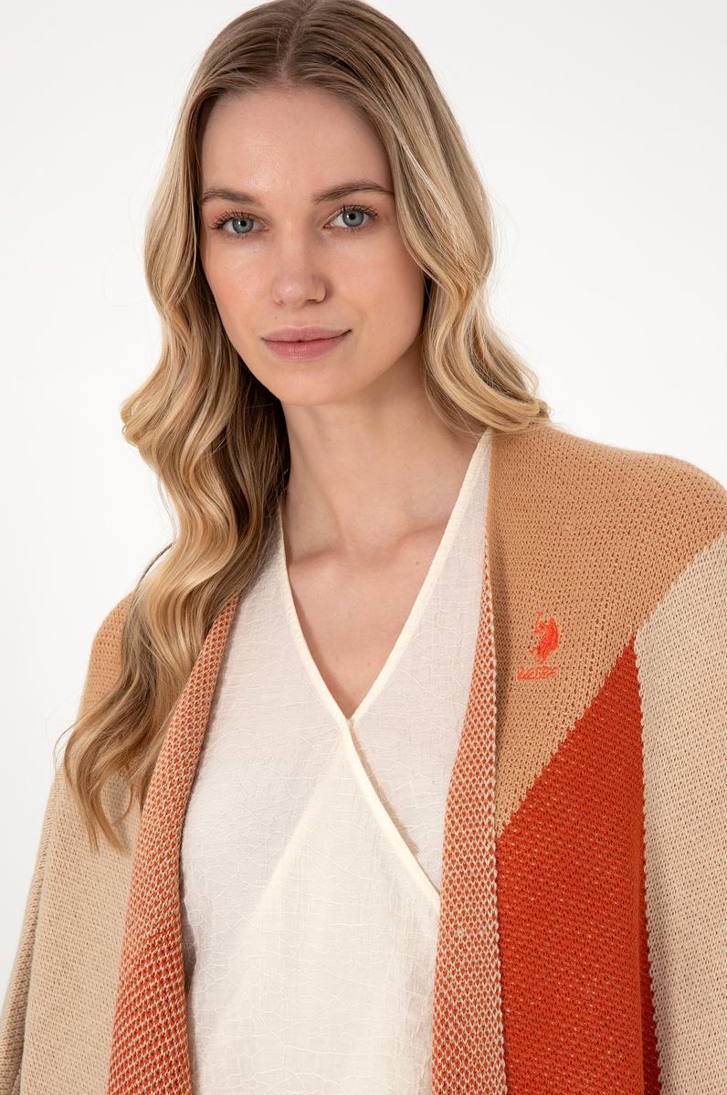 Kadın Kum Melanj Triko Panço