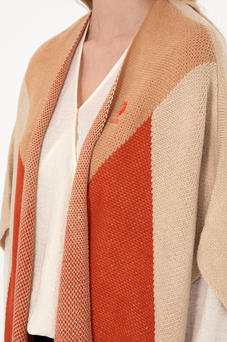 Kadın Kum Melanj Triko Panço