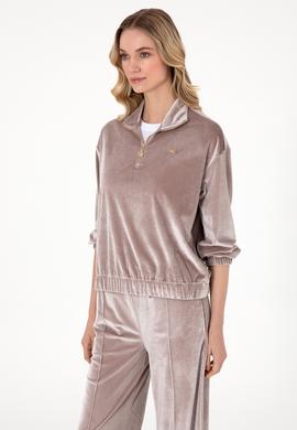 Kadın Taş Fermuarlı Dik Yaka Sweatshirt - 50292400035