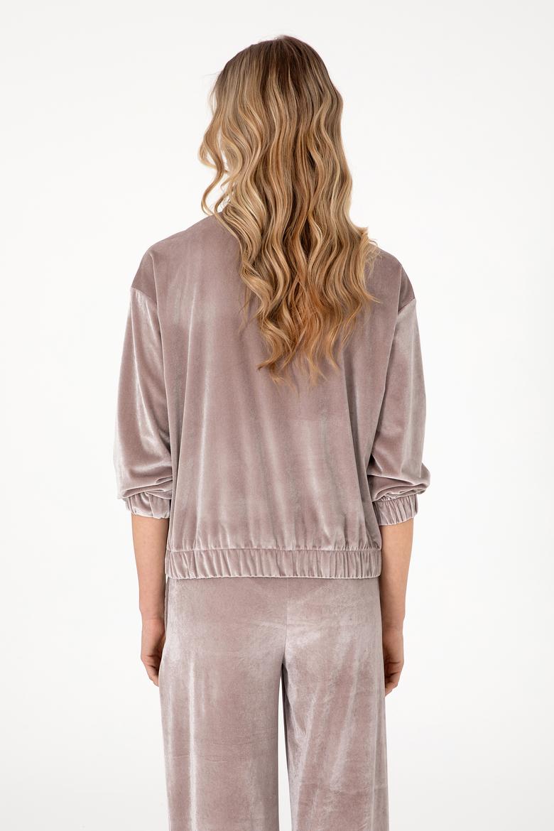 Kadın Taş Fermuarlı Dik Yaka Sweatshirt - 50292400035