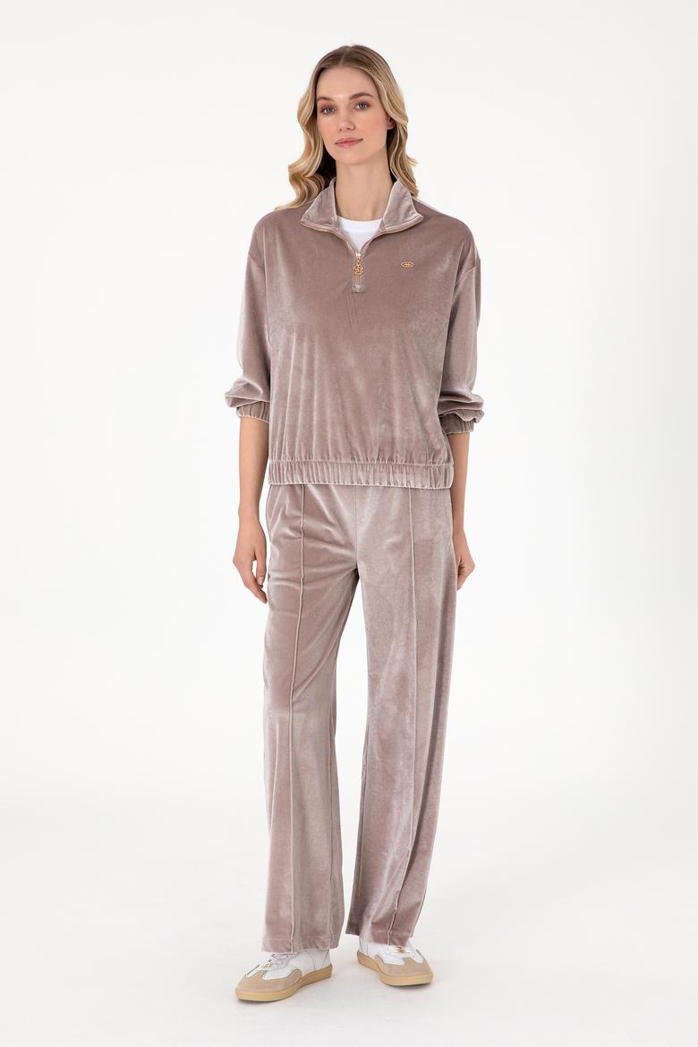 Kadın Taş Fermuarlı Dik Yaka Sweatshirt - 50292400035