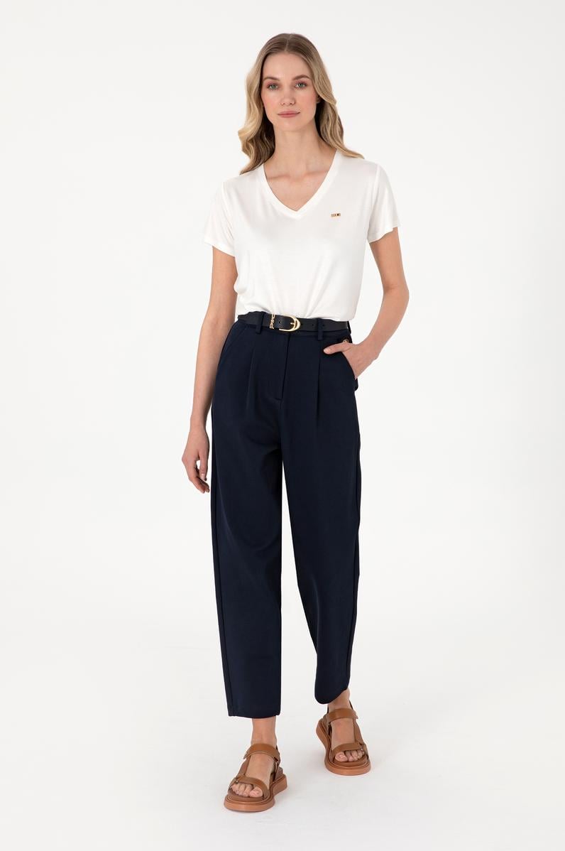 Kadın Lacivert Örme Pantolon